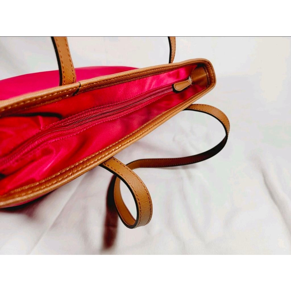 Michael Kors Red Brown Nylon Tote Bag - Picture 8 of 12